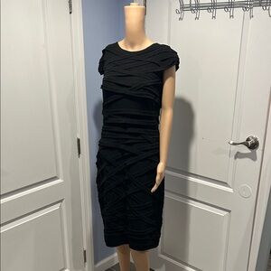 Tadashi Shoji Black Textured Midi Dress